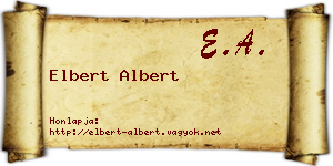 Elbert Albert névjegykártya